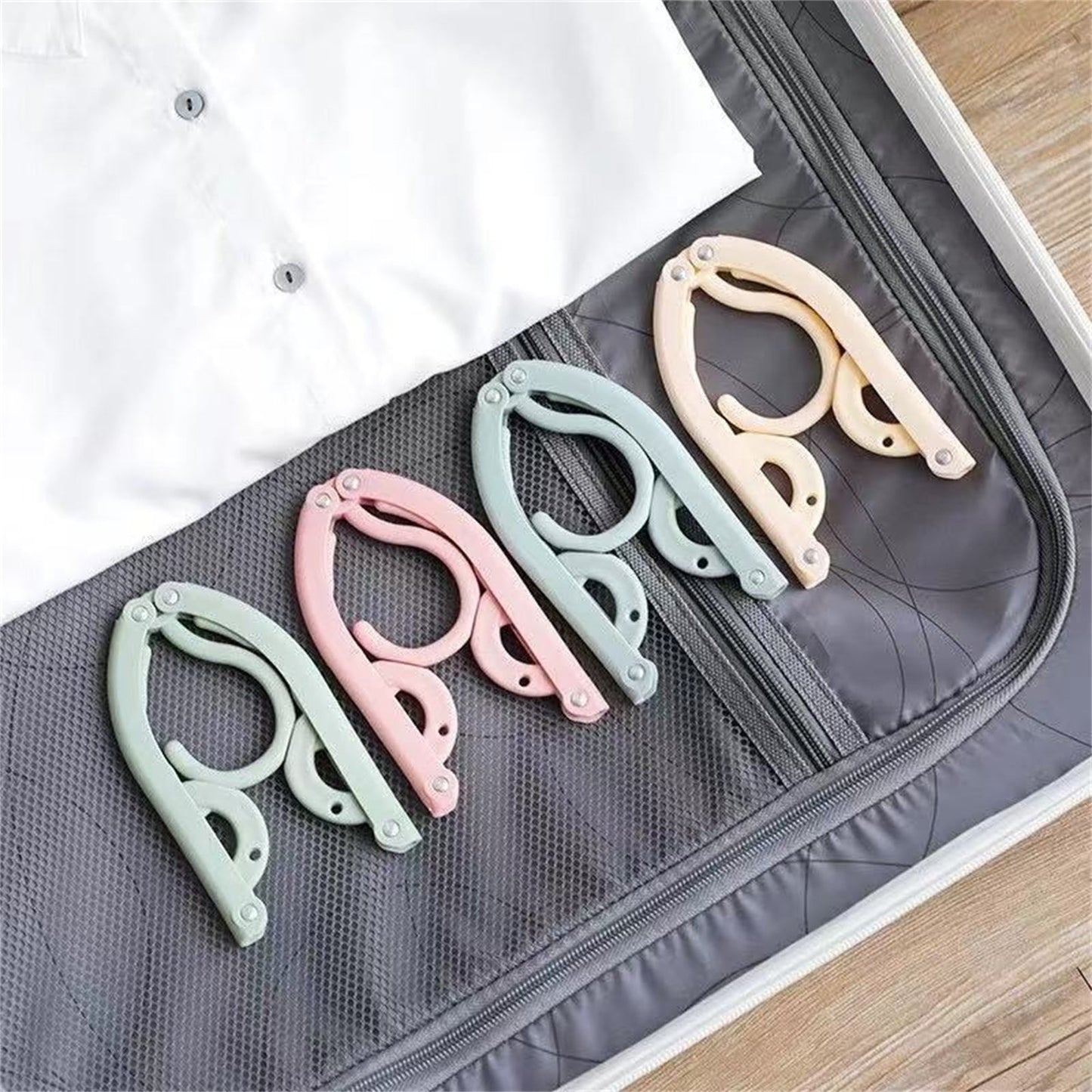 Folding Clothes Hanger Pink 5Pcs Travel Foldable Hangers Update Portable Plastic Hanger Travel Accessories Must Haves Clothes Drying Rack Folding Hanger for Traveling Camping Flying Rv One Size Pink