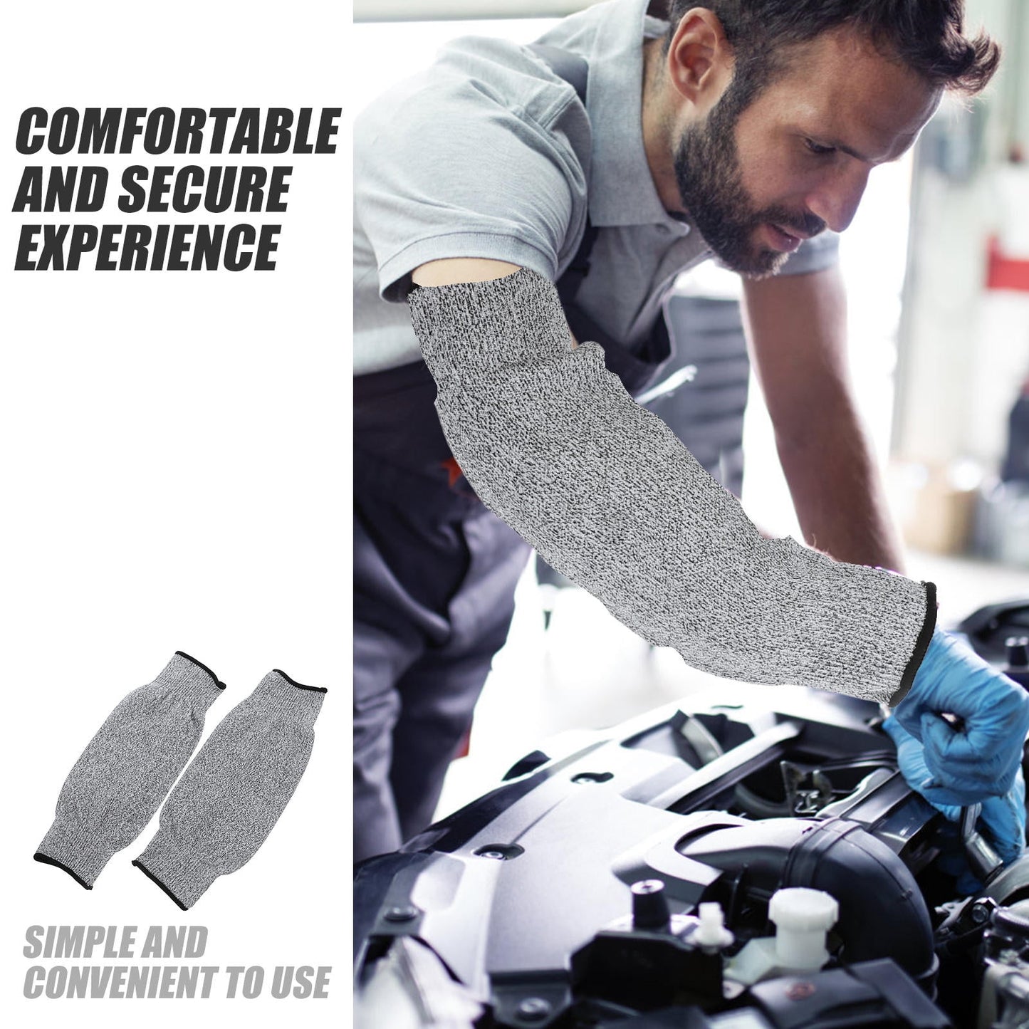 SWETRACE Gardening Sleeves Arm Protection Cut Resistant Sleeves Grey 1 Pair