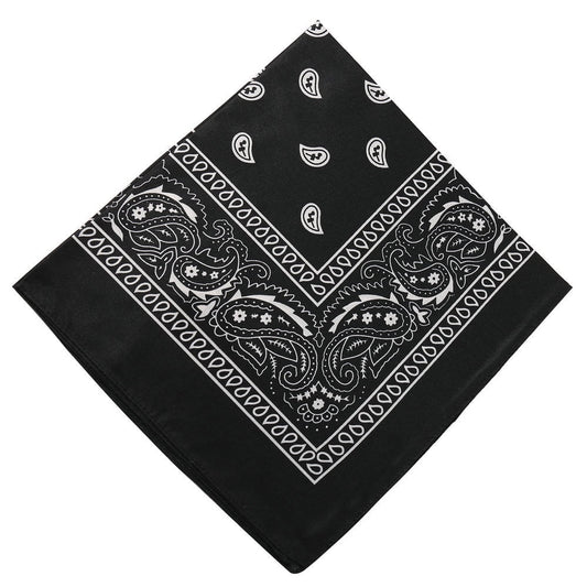 22 inch Cotton Paisley Bandana Multi Colored Set Cowboy Bandana Head Scarf Double-sided for Men & Women Black