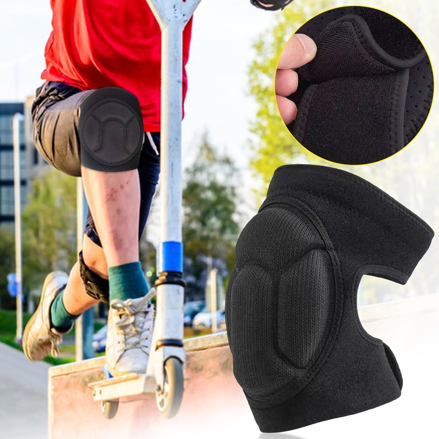 Adult Knee Pads for Gardening, Anti-Slip Collision Avoidance Kneepads with Thick EVA Foam, for House Cleaning, Construction Work, Volleyball, Football Knee Sleeve L Black