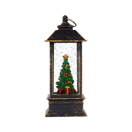 Snow Globe Christmas Lantern Decorations, Snow Globe Lantern with Swirling Glitter, Christmas Tree Lighted Christmas Decorations Indoor for Home
