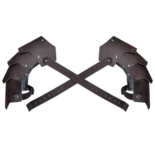 Medieval Faux Leather pauldron , Vintage Mercenary Knight Shoulder Armor for Cosplay Costume (dark brown)
