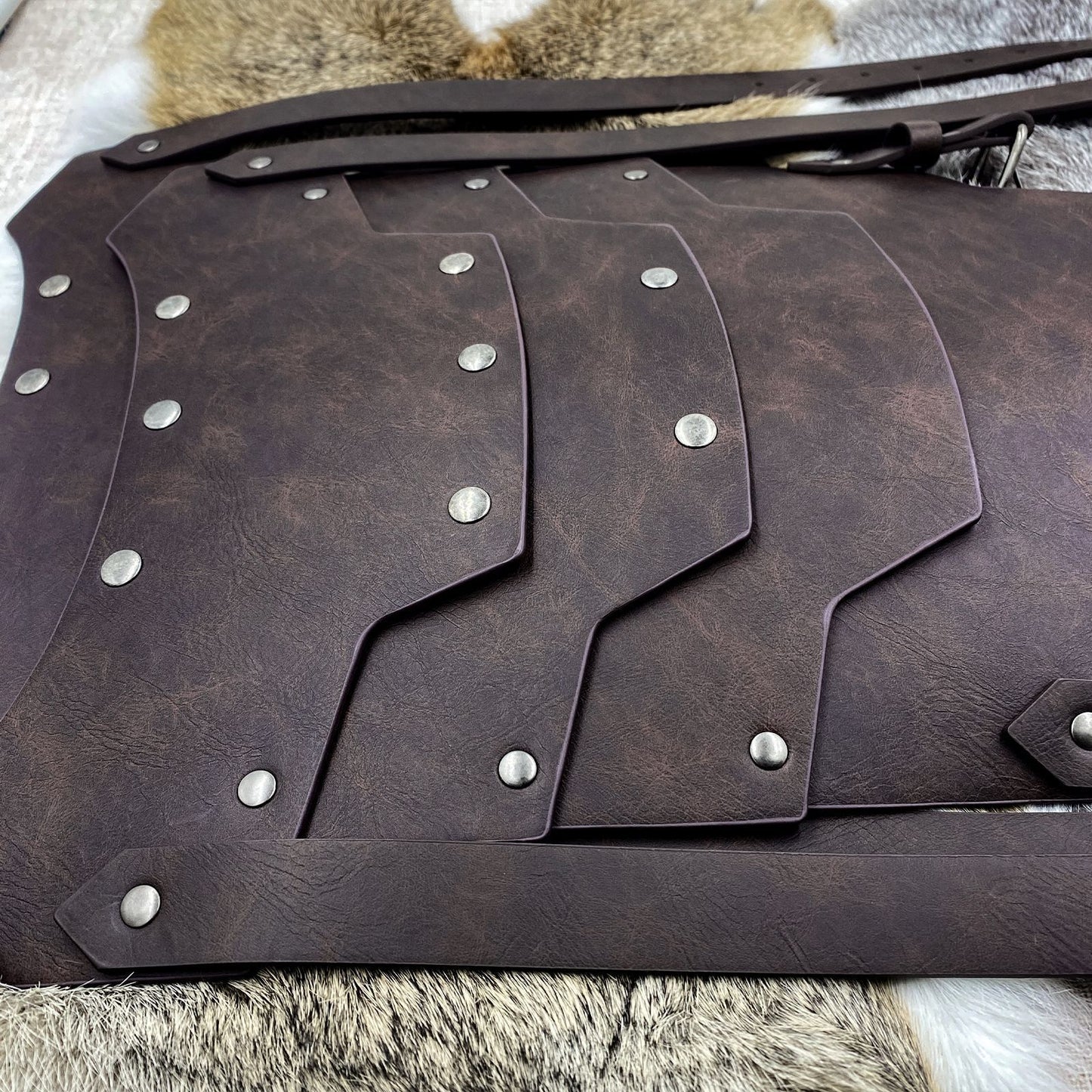 Medieval Faux Leather pauldron , Vintage Mercenary Knight Shoulder Armor for Cosplay Costume (dark brown)