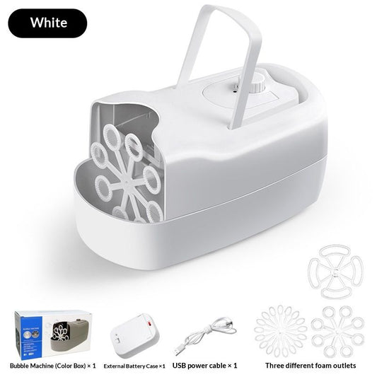 Bubble Machine, Automatic Bubble Blower Machine, Portable Bubble Maker for Outdoor and Indoor Use, (White)