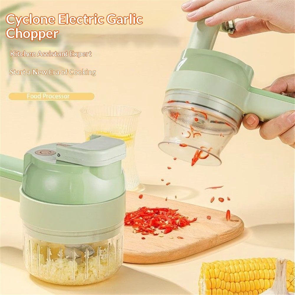 Multi-Functional Portable Electric Vegetable Cutter Set, Wireless Vegetable Processor for Garlic, Peppers, Onions, Celery, Ginger, Meat