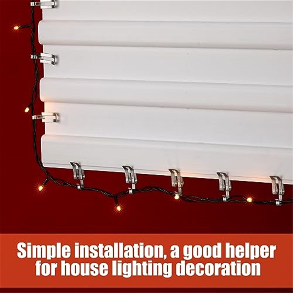 100 Pcs Christmas Light Clips Metal Gutter Hooks for Outdoor Xmas Hangers for Shingles Roof Seasonal Lighting Gutter Clips Hanging Festival Xmas Outside Decoration