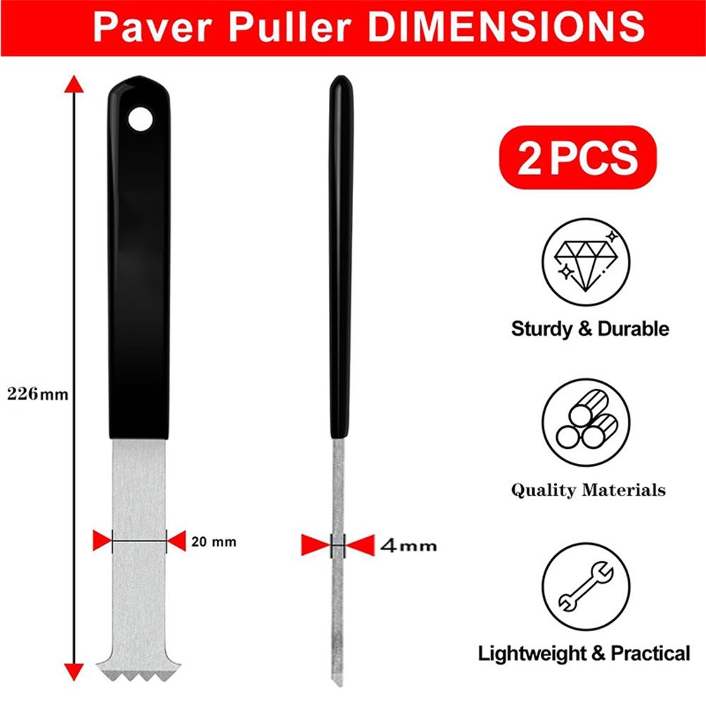 Paver Removal Tool, 2 Pcs Paver Puller Tool With Double Joint Scraper, Micro-Tooth Groove And Non-Slip Rubber Handle, Paver Extractor Tool For For Garden, Lawn, Patio, Brick, Block & Paver Replacement