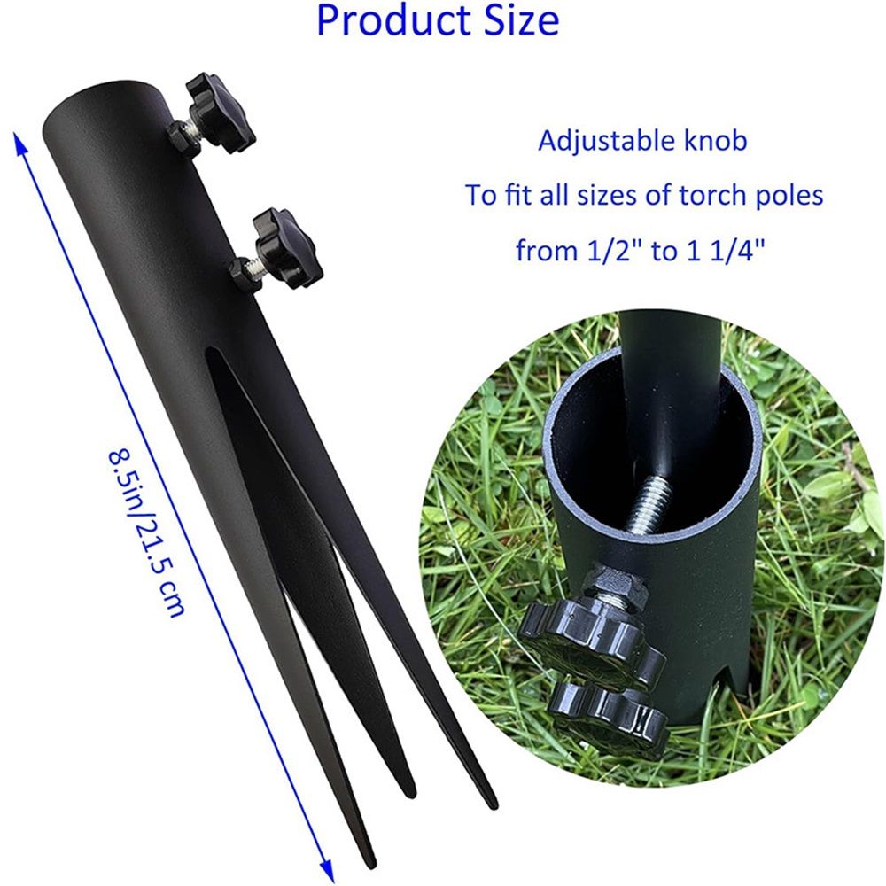 4 Pcs Steel Torch Stakes,Garden Stakes for Outdoor Lights,Metal Ground Spike Replacement Stakes for Solar Lights & Live Flame Torches,Outdoor Torch Stand Stake for Flagpoles, Fishing Rods