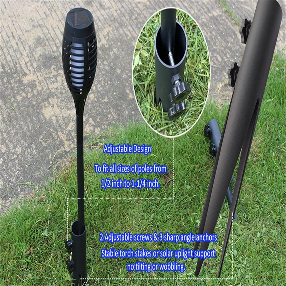 4 Pcs Steel Torch Stakes,Garden Stakes for Outdoor Lights,Metal Ground Spike Replacement Stakes for Solar Lights & Live Flame Torches,Outdoor Torch Stand Stake for Flagpoles, Fishing Rods