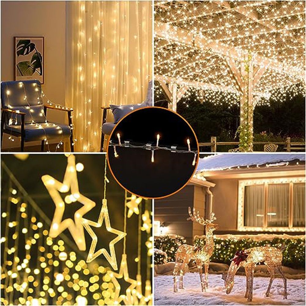 Gutter Clips for Hanging Outdoor Lights: 100 Pcs Metal Christmas Light Clips for outside String Lights - Weatherproof Gutter Clips for Xmas Halloween Seasonal Rope Mini Decoration Lights