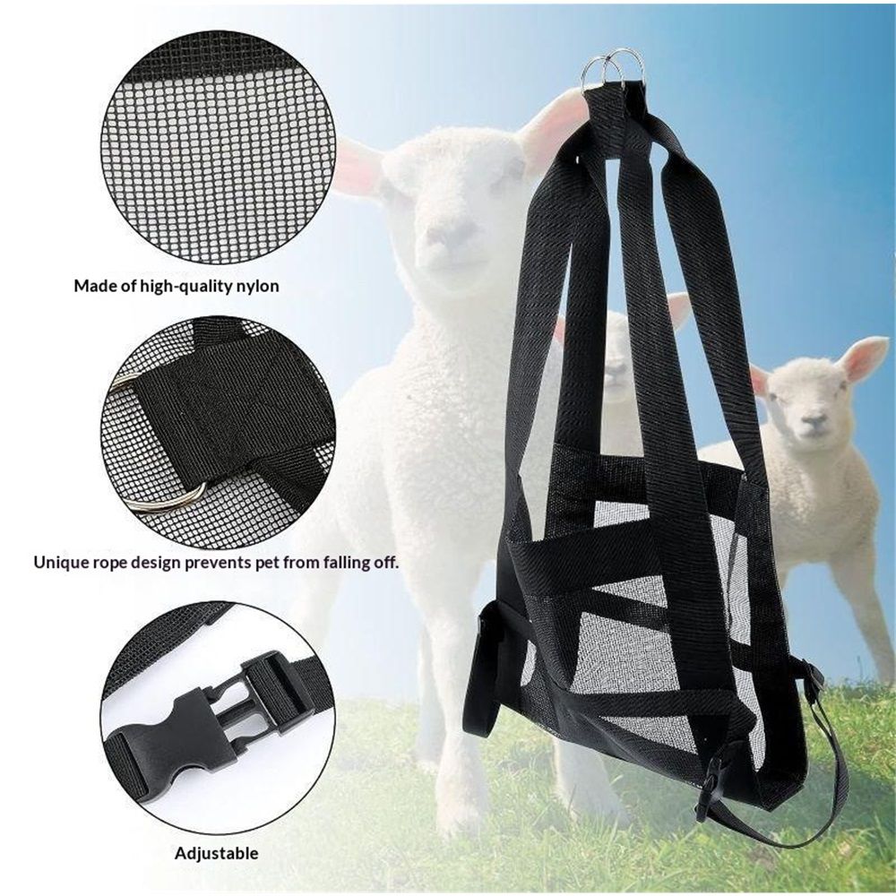 Calf Sling for Goat, Lamb, Sheep & Alpaca - Animal Weighing Sling - Newborn Livestock Calves & Baby Dogs（black）