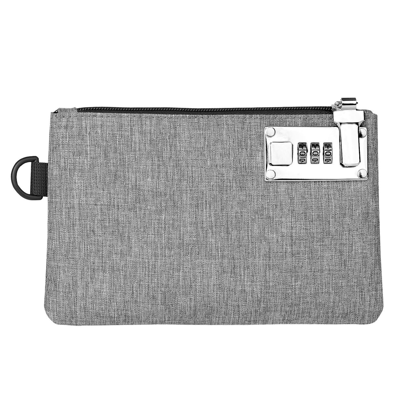 2Pcs Lockable Money Bag - 5.3x8.3 Inches Durable Nylon Locking Bank Bag Coin Purse for Cash, Jewelry, Passports, Medicine, Credit Cards and Valuable Storage Cash Pouch (Black & Grey)