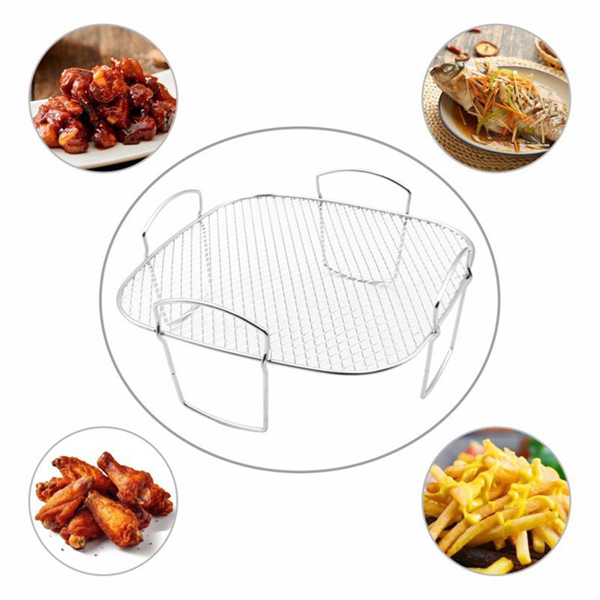 8 Inch Square Air Fryer Rack, Stainless Steel Dehydrator Rack, Square Air Fryer Accessories Stainless Steel Cooking Dehydrator Rack Toast Rack, Air Fryer Accessories,