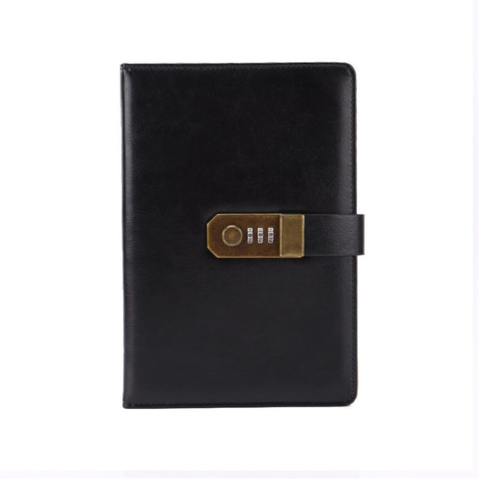 Diary with Lock, A5 PU Leather Journal with Lock 200 Pages, Vintage Locks Journal Password Notebook with Pen, Locks Diary Planner Organizer for Men and Women,Black
