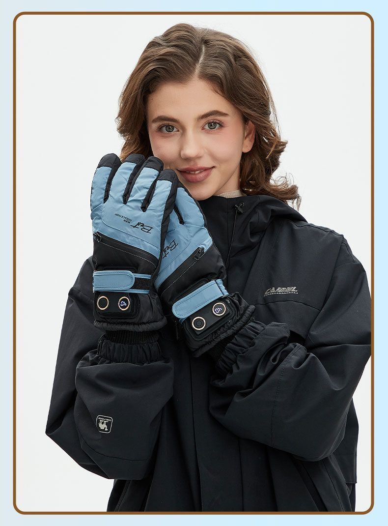 Winter Self-Heating Windproof Touchscreen Gloves-Beige Black