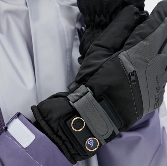 Winter Self-Heating Windproof Touchscreen Gloves-Black Gray