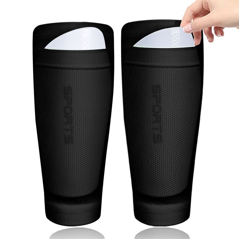 2 Pairs Soccer Shin Guard Sock Black Size L