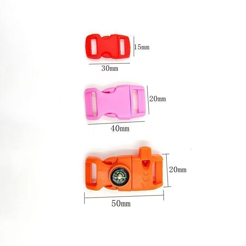 4pk Orange Multi Survival Paracord Buckle Flint Whistle Compass