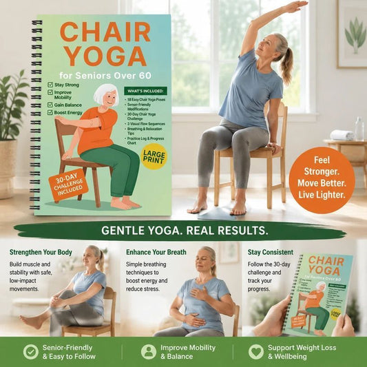 Coil Bound Senior Chair Yoga Weight Loss Notebook, Breathing Awareness Workout Program