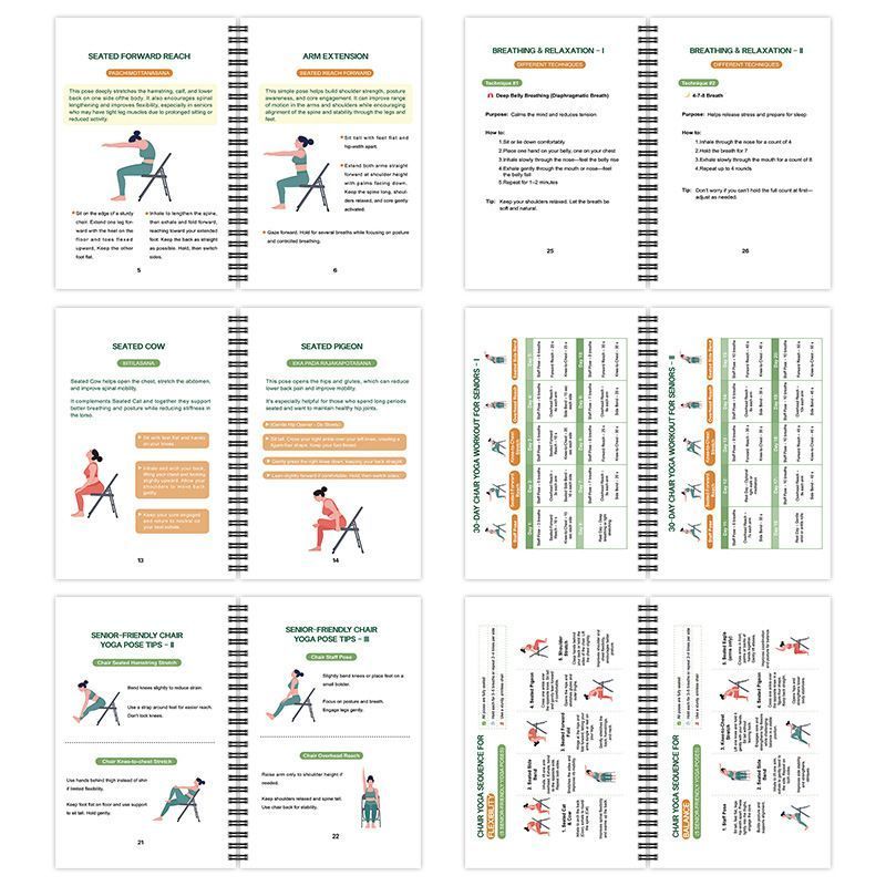 Coil Bound Senior Chair Yoga Weight Loss Logbook, All-Round Physical Improvement Guide