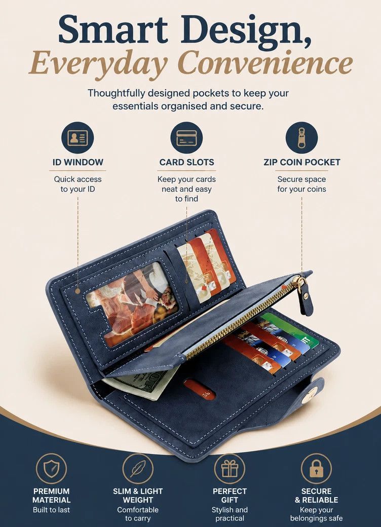 Dual Color Integrated Long Men Billfold 2 Pcs Kit, Magnetic Multi-Compartment Hand Wallet, Stylish Holiday Present, Black & Red