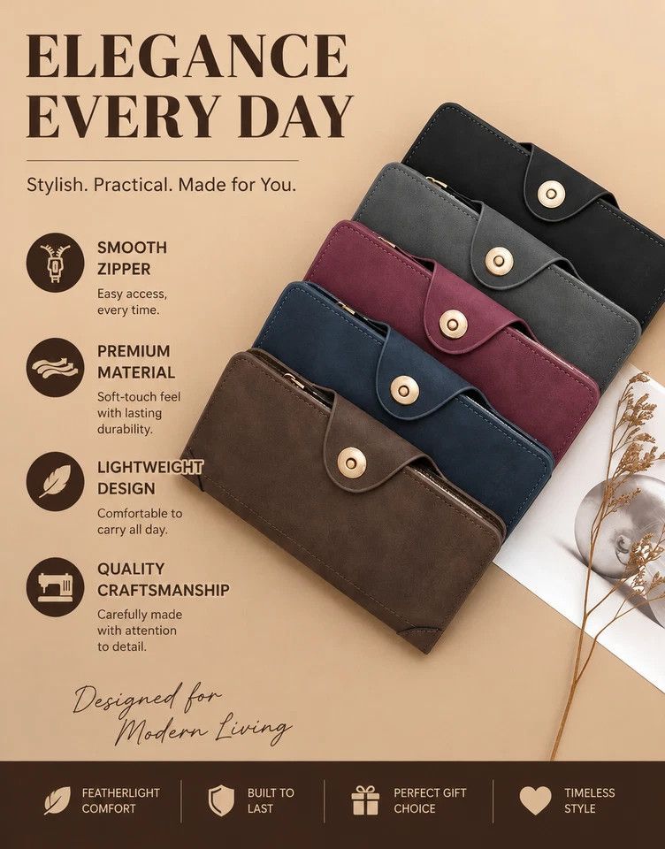 Two-Tone Classic Long Gentlemen Purse 2 Pcs Pack, Magnetic Large-Capacity Slots Billfold, Stylish Daily Gift Set, Grey & Red