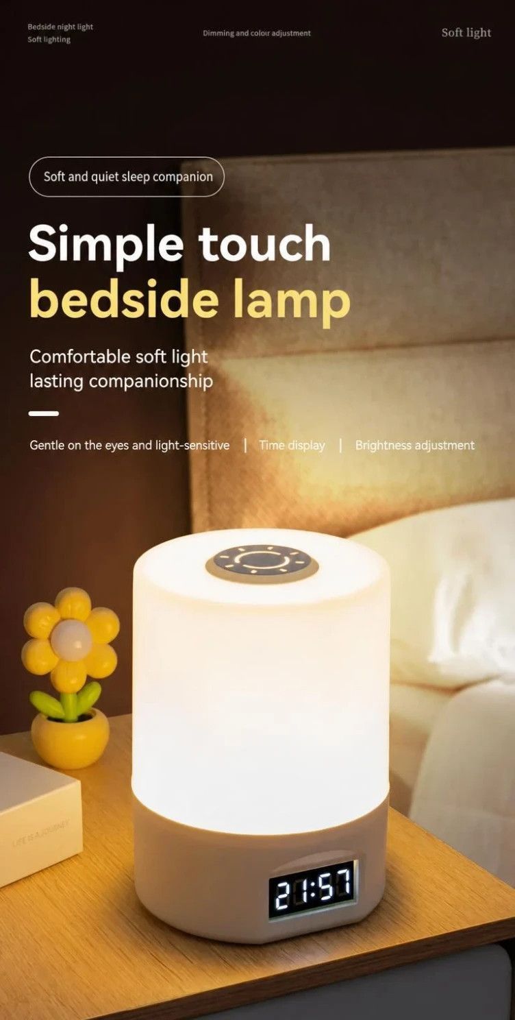 Multifunctional LED Clock Night Lamp, Touch & Remote Control, Time Display, 3 Color Dimmable, Plug & Charge Lamp, Perfect For Bedroom, Study, Birthday Present