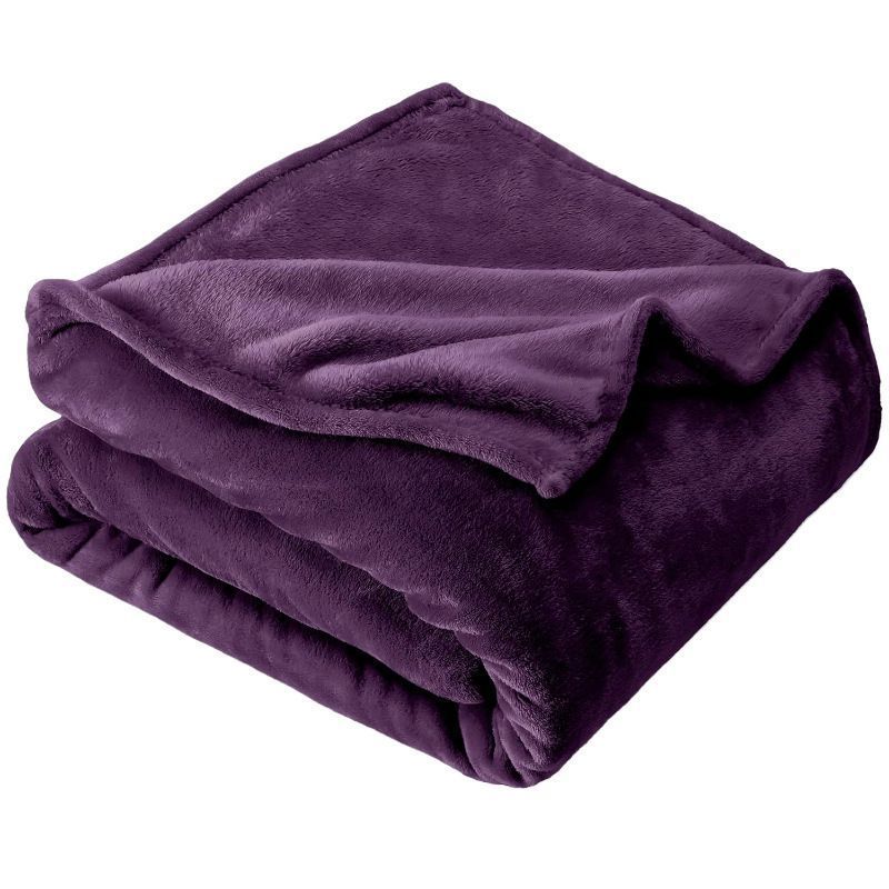 Warm Lightweight Flannel Fleece Blanket, Super Soft Plush Cover For Indoor Rest & Leisure, Dark Purple, 180X200cm, Size XL, Ideal For Night Time Use