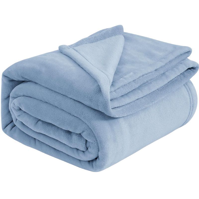 Luxuriously Soft Flannel Fleece Throw Blanket, Thick Warm Plush Rug For Bedroom & Sofa, Sky Blue, 200X230cm, Size XXL, Large Size Family Cover
