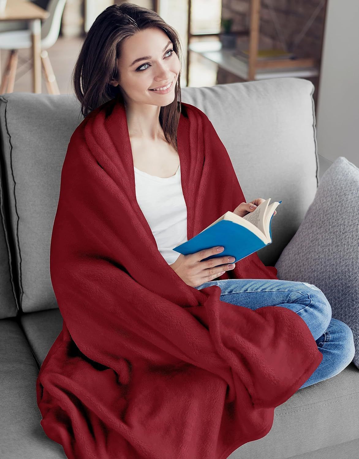 Ultra Soft Flannel Fleece Throw Blanket, Lightweight Warm Cozy Plush Cover For Sofa, Bed & Cuddle Use, Silver Grey, 100X150cm, Size S, Versatile Indoor Home Bedding