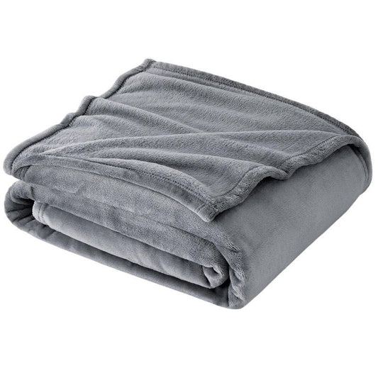 Premium Flannel Fleece Throw Rug, Fluffy Warm Cozy Blanket For Bed, Sofa And Daily Snuggling, Silver Grey, 150X200cm, Size L, Durable Household Textile
