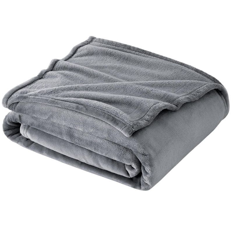 Warm Lightweight Flannel Fleece Blanket, Super Soft Plush Cover For Indoor Rest & Leisure, Silver Grey, 180X200cm, Size XL, Ideal For Night Time Use