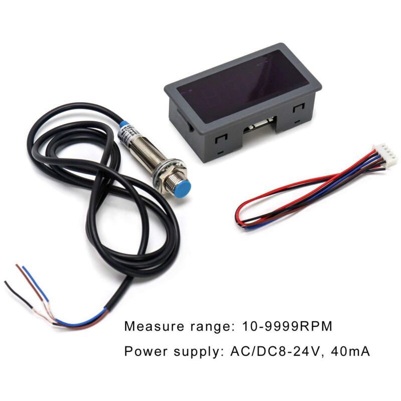 Digital Display Tachometer Digital 4 LED Digit Tachometer Rpm Speedometer Panel NPN Proximity Switch Effect Sensor