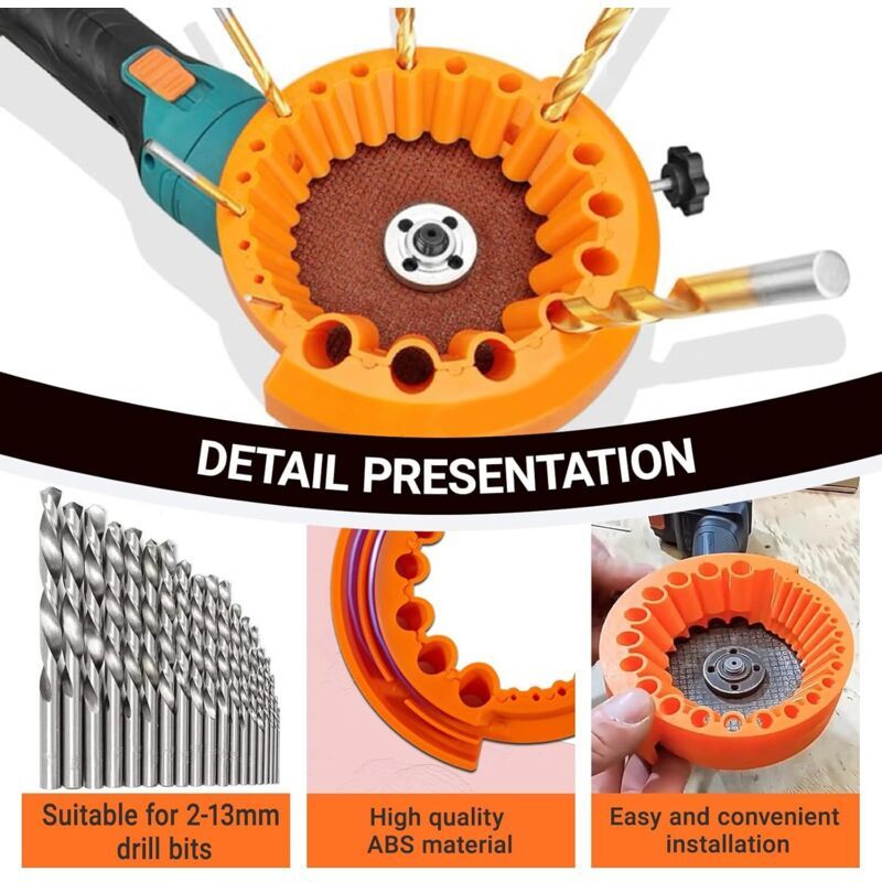 Drill Bit Sharpener with Gloves New Drill Bit Sharpener Improved Drill Bit Grinder for 2 to Drill Bits and 115 and Grinders, 13 mm, 125 mm