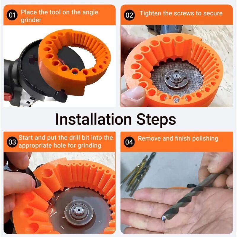 Drill Bit Sharpener with Gloves New Drill Bit Sharpener Improved Drill Bit Grinder for 2 to Drill Bits and 115 and Grinders, 13 mm, 125 mm