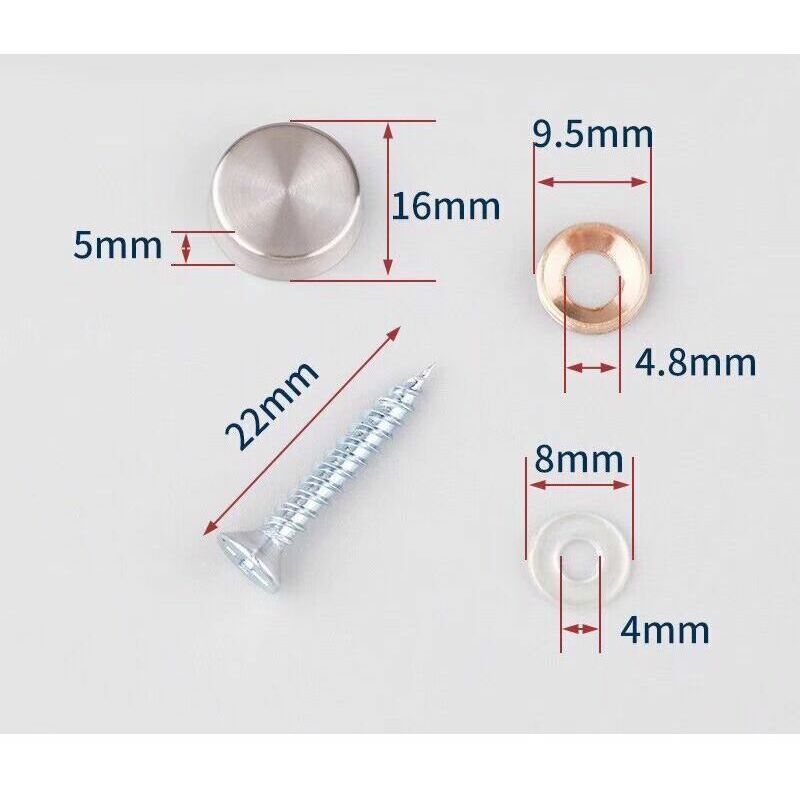 12 Pcs Cover Screws in Steel Stainless Screws a Mirror, 16mm