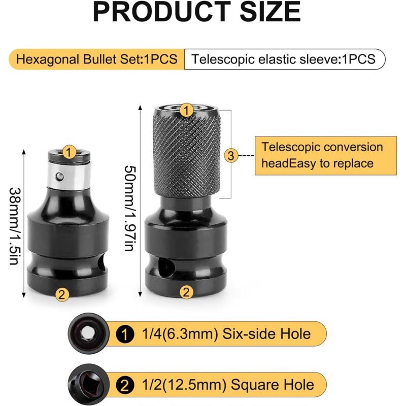 2 Pcs Embouts of Visseuse a Percussion Adapter 0.5.25, Embout of Tournevis Adapter of Wrench a Douille Embout of Tournevis a Douille