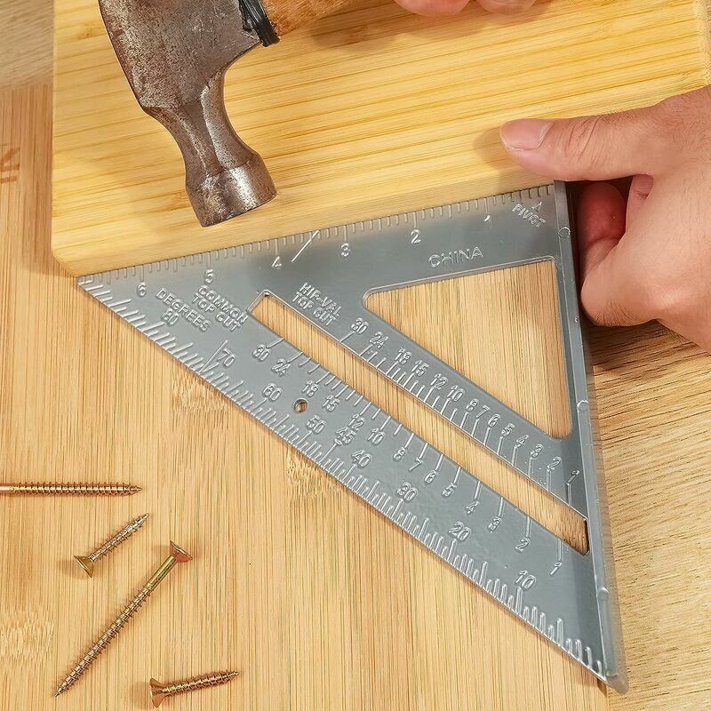 4, in, 1 Aluminum Carpenter Square Woodworking Ruler with Marking Gauge and Protractor
