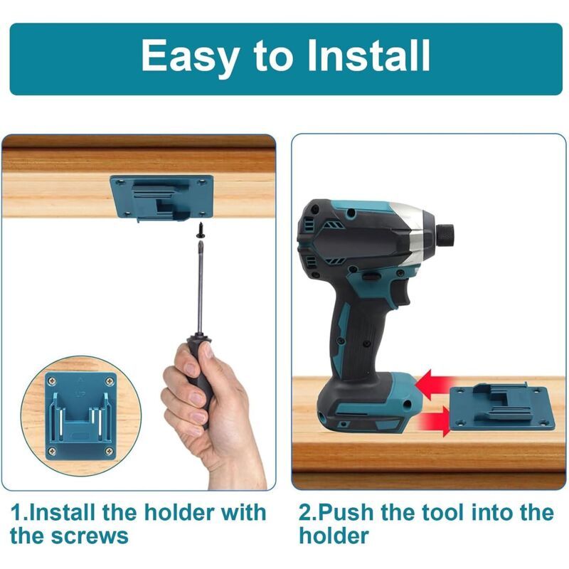 8 Pcs Holder Tools Wall Compatible with Makita 18V, Blue Cyan, Mounted Der Perceuse for Makita Wireless of Machine Atelier Stockage
