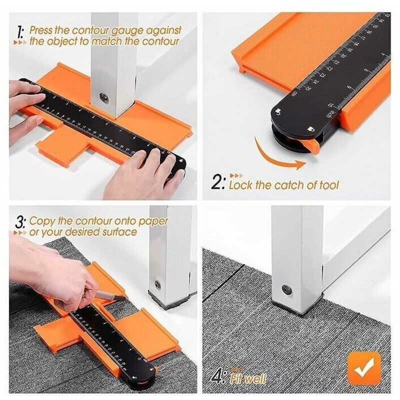 Lockable Contour Gauge Wood, 2, Laminate Marking Tool Piece Contour Profile Copier Duplication with Adjustable Function