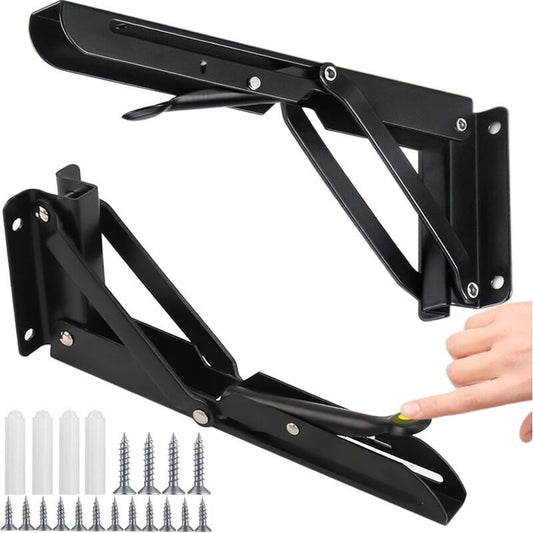2 Pcs Heavy Duty Folding Shelf Brackets Wall, Mounted Fold Down Supports, 150kg Load Capacity, 500mm