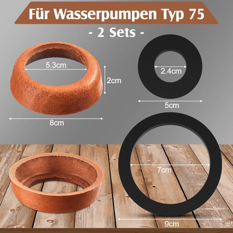Jeux of Pieces of Spare for Pump a Hand, 75, Pump a Hand Seal of Pump Pump of Puits Kit of Seal in Leather Type 75