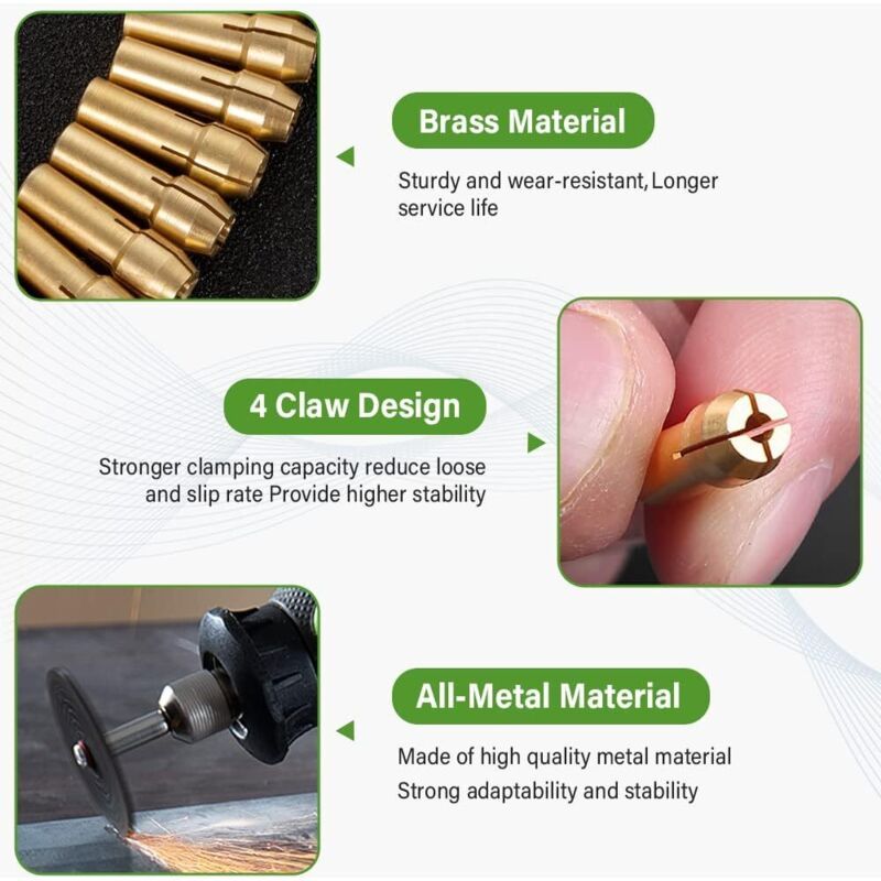 15 Pcs Pinces of Serrage for Mandrin of Perceuse Dremel, 32 in, 0.125 in