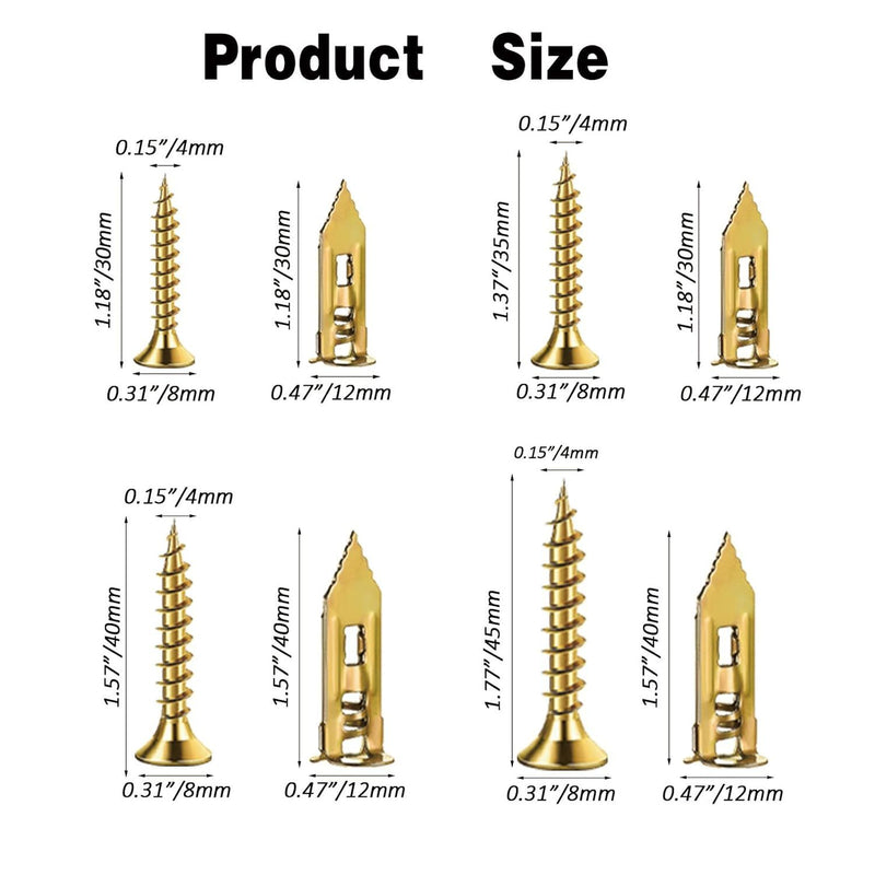 380 Pcs Self-Drilling Wall Anchors and Screw Kit Drywall Fixing Anchors Repair Tools Fasteners for Mounting Furniture on Moist Drywall