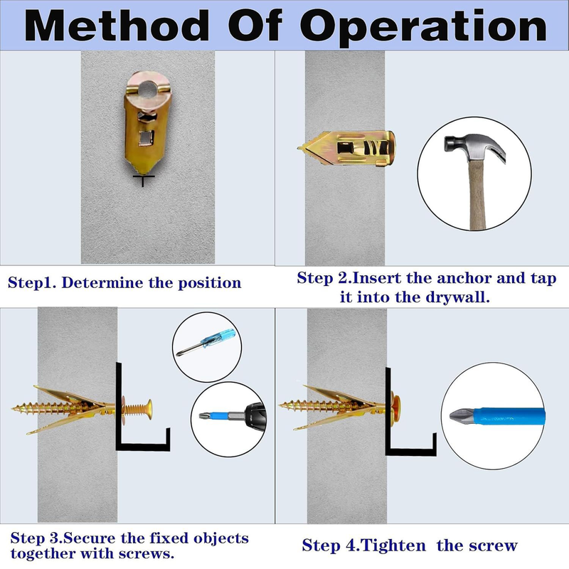 380 Pcs Self-Drilling Wall Anchors and Screw Kit Drywall Fixing Anchors Repair Tools Fasteners for Mounting Furniture on Moist Drywall