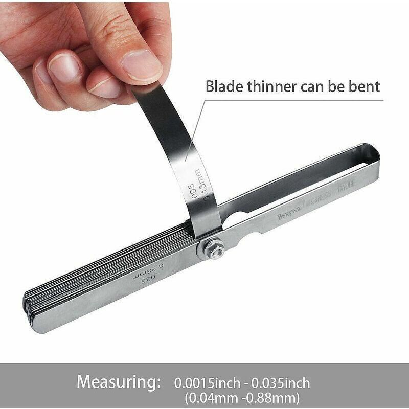 32 Blades Stainless Steel Feeler Gauge Set Metric and Imperial Dual Marking Thickness Gauge for Measuring Valve Clearance