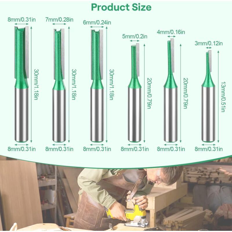 6, Wood Router Bits Copying Bits for Woodworking Bits Grooving Bits for Routers Piece Shank Router Bit Set, 6mm, 8mm, 3mm, 4mm, 5mm, 7mm
