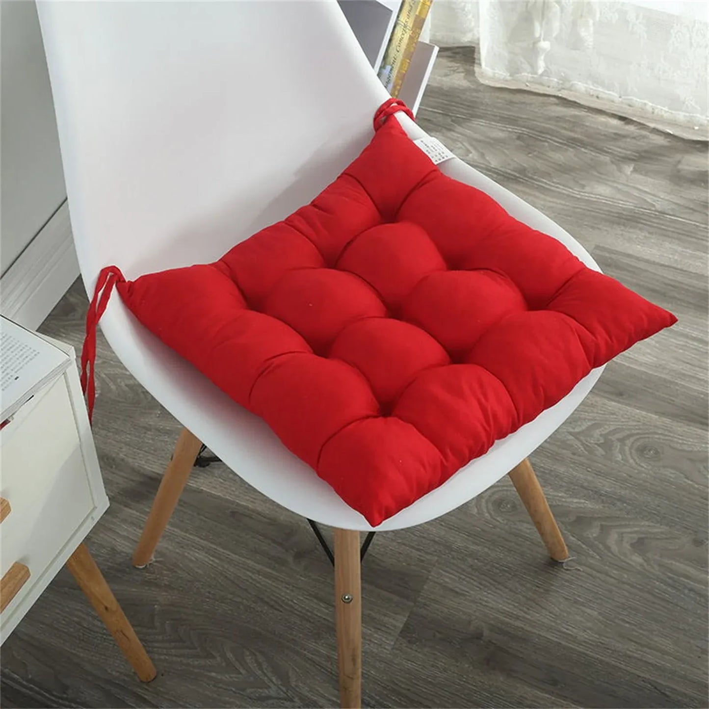 Red Chair Seat Cushion With Ties for Indoor Outdoor Patio Furniture Garden Home Office