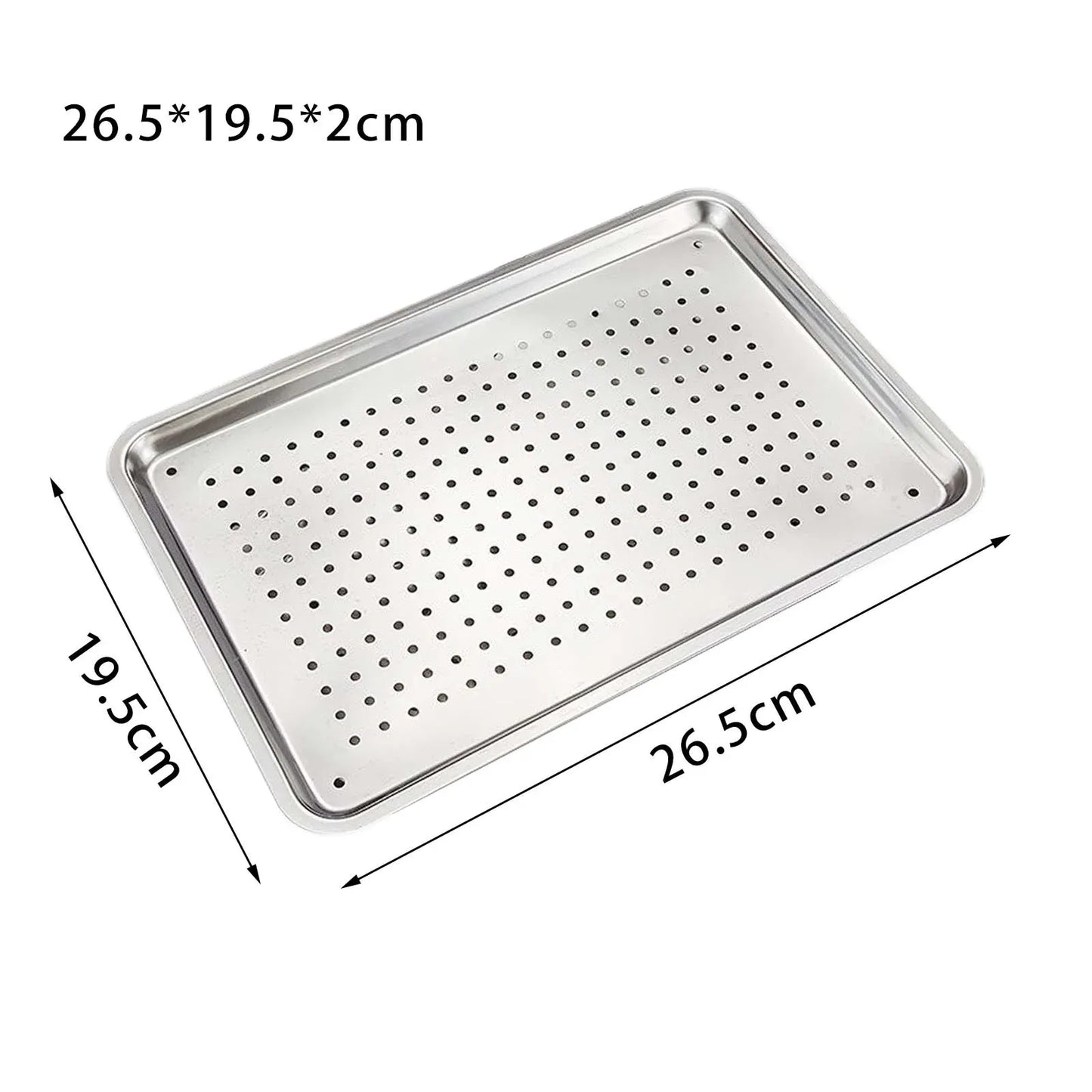 Stainless Steel Baking Sheet Tray, Perforated Cookie Pan and Food Serving Tray for Baking, 27 x 20 x 2.5 cm