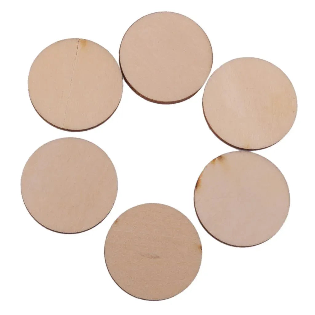 50 Pack Unfinished Round Wooden Discs for Crafts and Book Signing Boards, 5 Sizes